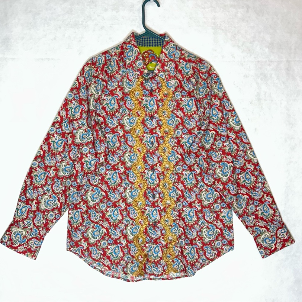 Robert Graham Limited Edition Red Paisley Numbered Flip Cuff Shirt -Men's LARGE